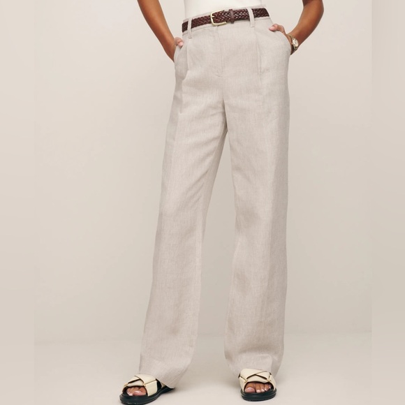 REFORMATION Alex Mid Rise Linen Pant - Picture 2 of 9